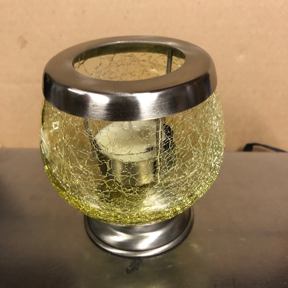Yellow Crackle Glass Hanging Candle Holder NEW